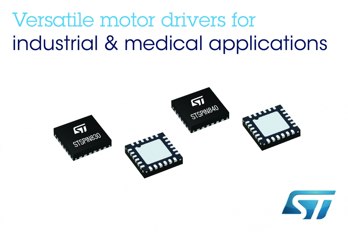 ST新闻图片 8月27日——意法半导体发布新款STSPIN电机驱动器，可简化中低功率电机驱动设计，提高电机控制的灵活性